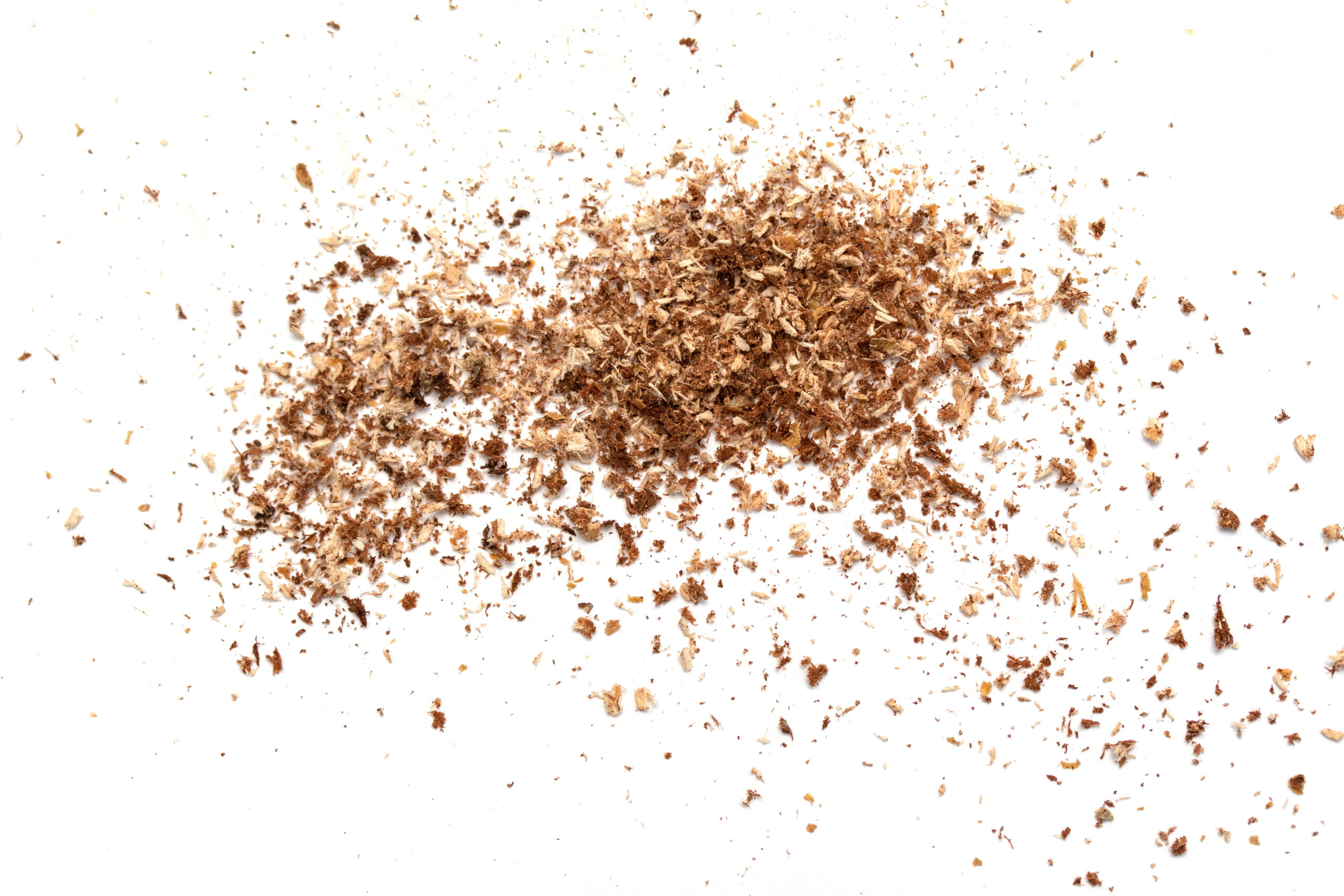 Small wooden shavings of sawdust